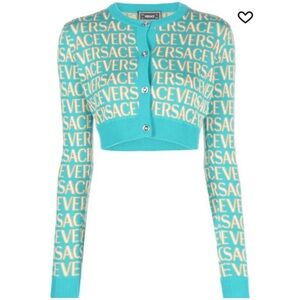 New Versace All Over Blue Turquoise Cardigan